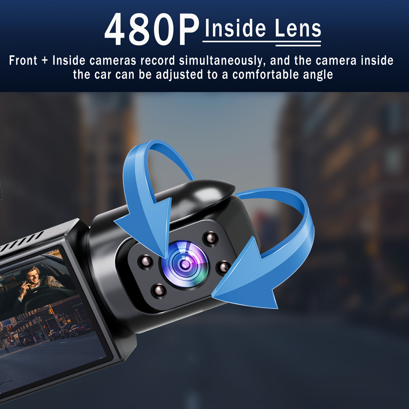 BCUOZ 1080P Car Accessories Dual Cameras Dashcam, Front 1080P And Inside 480P, Car Camera with IR Night Vision, Loop Recording, Wide Angle Car DVR Camera with 3.16 Inch IPS Screen, Dual Lens Car Dashboard Video Cam, 32GB SD C