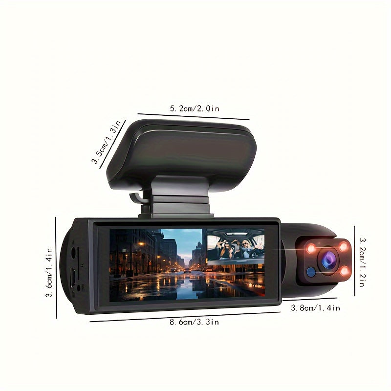 BCUOZ 1080P Car Accessories Dual Cameras Dashcam, Front 1080P And Inside 480P, Car Camera with IR Night Vision, Loop Recording, Wide Angle Car DVR Camera with 3.16 Inch IPS Screen, Dual Lens Car Dashboard Video Cam, 32GB SD C
