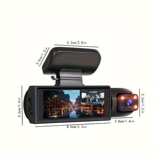 BCUOZ 1080P Car Accessories Dual Cameras Dashcam, Front 1080P And Inside 480P, Car Camera with IR Night Vision, Loop Recording, Wide Angle Car DVR Camera with 3.16 Inch IPS Screen, Dual Lens Car Dashboard Video Cam, 32GB SD C