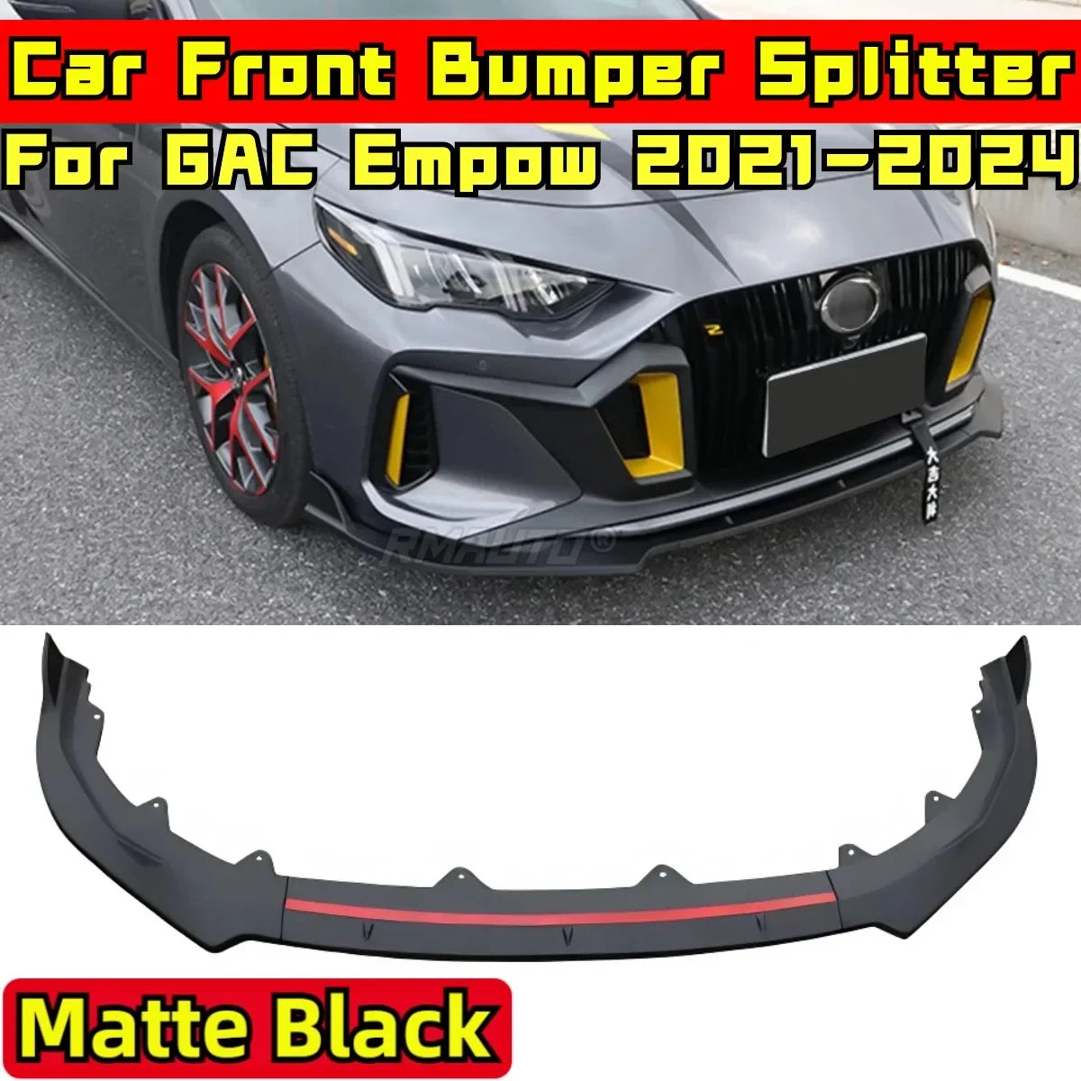For GAC Empow 2021-2024 Body Kit Front Bumper Spoiler Glossy Black Sport Style Front Bumper Diffuser Car Accessories
