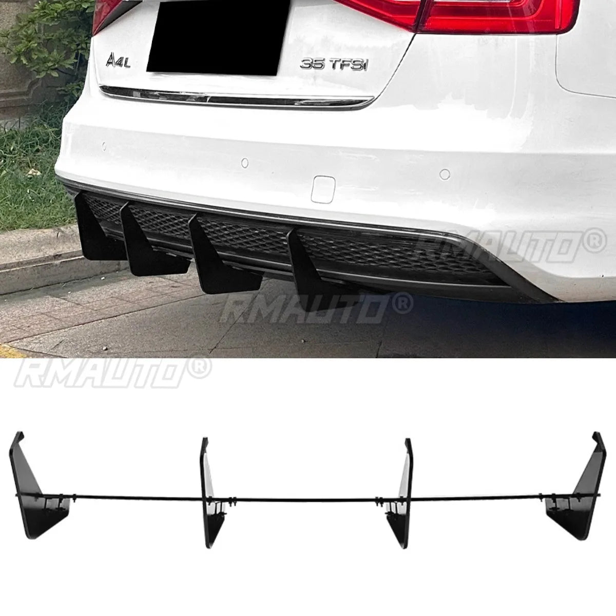 For Audi A4 B8.5 Sline 2013-2016 Rear Bumper Diffuser Splitter Spoiler Rear Bumper Lip Protector Guard Car Accessories