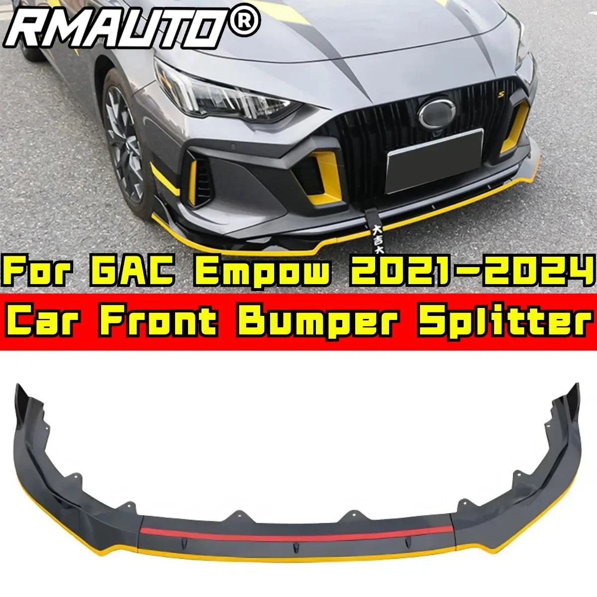 For GAC Empow 2021-2024 Body Kit Front Bumper Spoiler Glossy Black Sport Style Front Bumper Diffuser Car Accessories