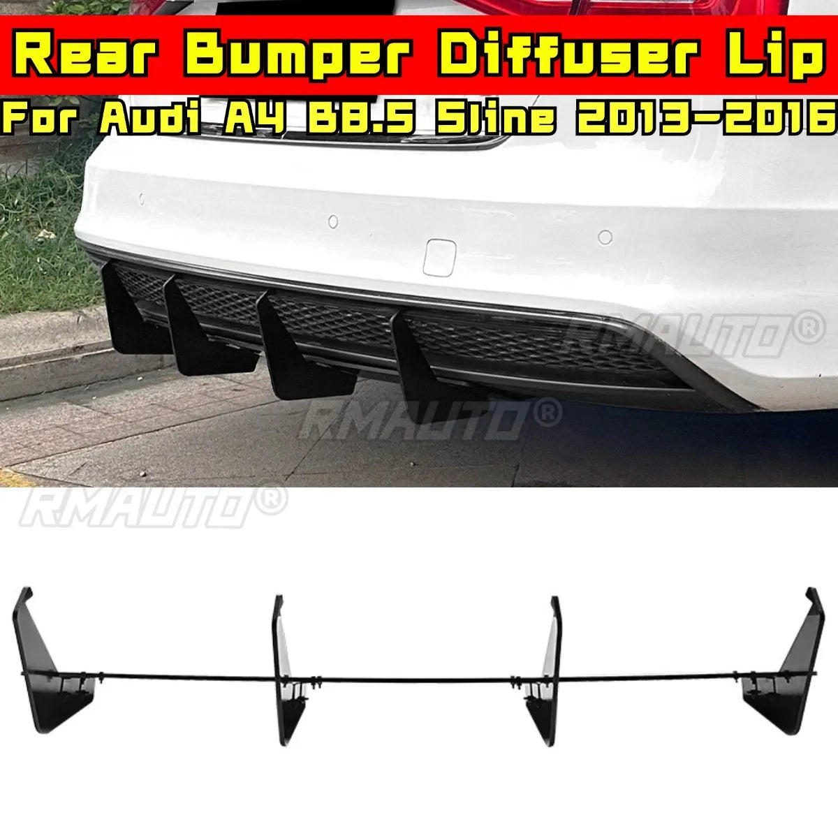 For Audi A4 B8.5 Sline 2013-2016 Rear Bumper Diffuser Splitter Spoiler Rear Bumper Lip Protector Guard Car Accessories