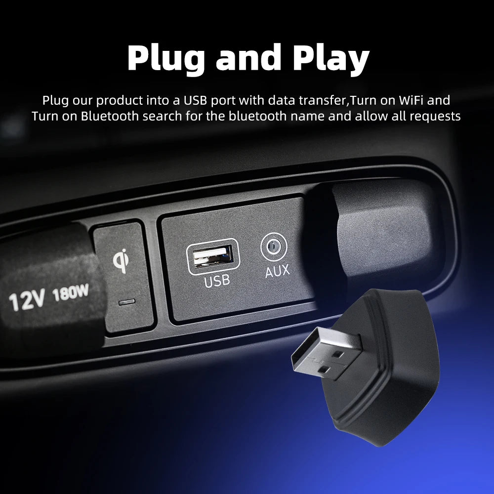 EKIY Wireless Carplay Android Auto Adapter Car Accessories Original Wired Carplay  Wireless 2 in 1 Adapter Play and Plug