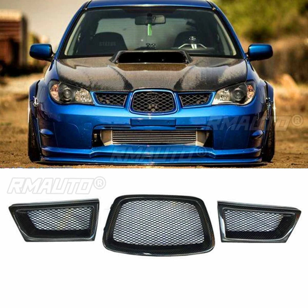 For Subaru Impreza WRX STi 9th 2006-2007 Real Carbon Fiber Front Grill Car Front Lower Mesh Grill Grille Car Accessories
