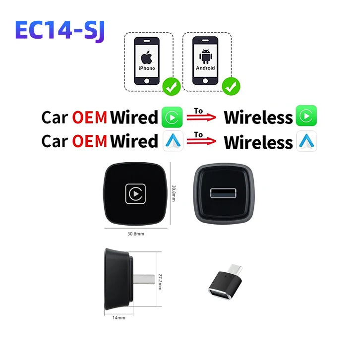 EKIY Wireless Carplay Android Auto Adapter Car Accessories Original Wired Carplay  Wireless 2 in 1 Adapter Play and Plug