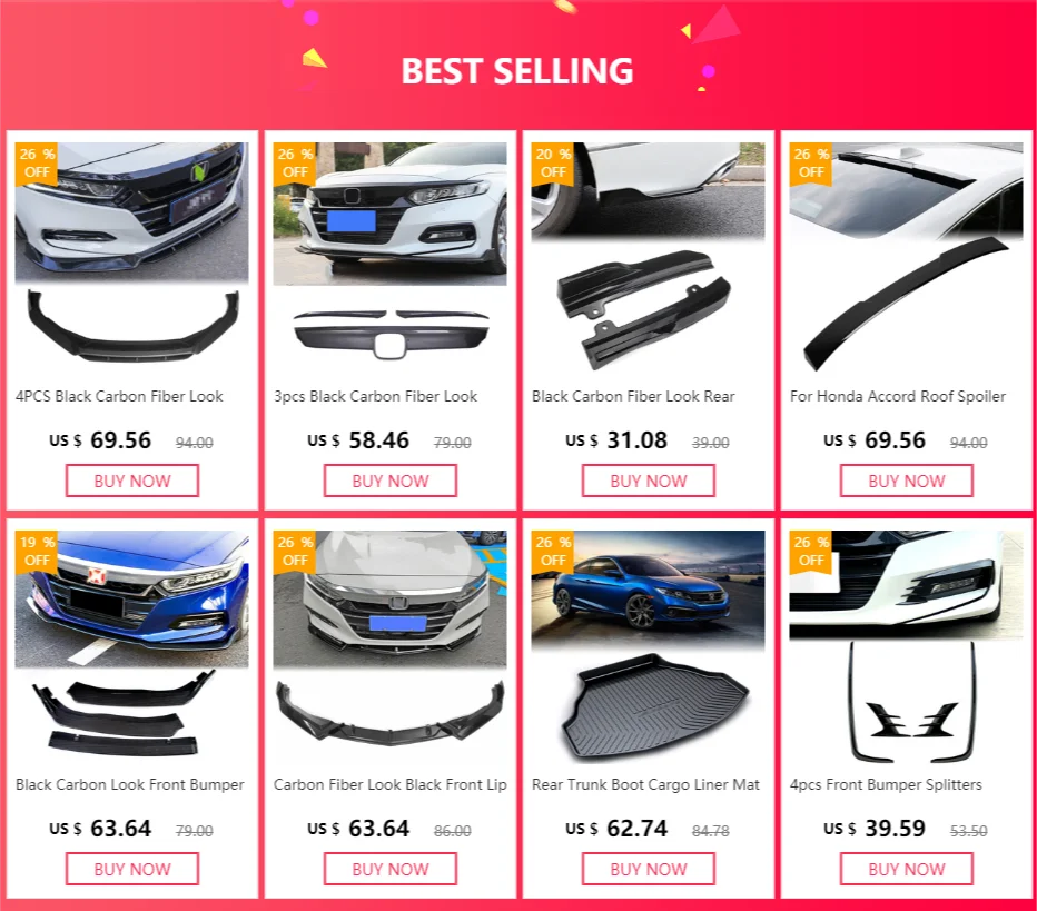 Carbon Fiber Look Black Front Lip Bumper Splitter Spoiler Diffuser Protection For Honda Accord 10th 2018 2019 2020 Car Styling