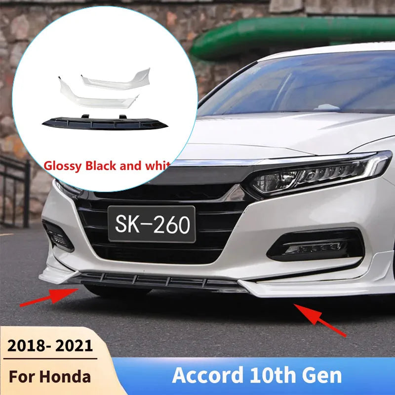 For Honda Accord 10th Gen 2018- 2021 Car Front Bumper Lip Diffuser Body Kits External Decoration Part Splitter Blade Accessories