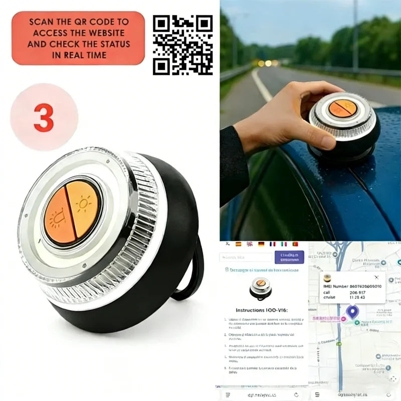 V16 Car Emergency Beacon Light with 3 Light Modes Battery Magnetic Strobe Warning Light Sustainable Lighting Safety Signal Lamp