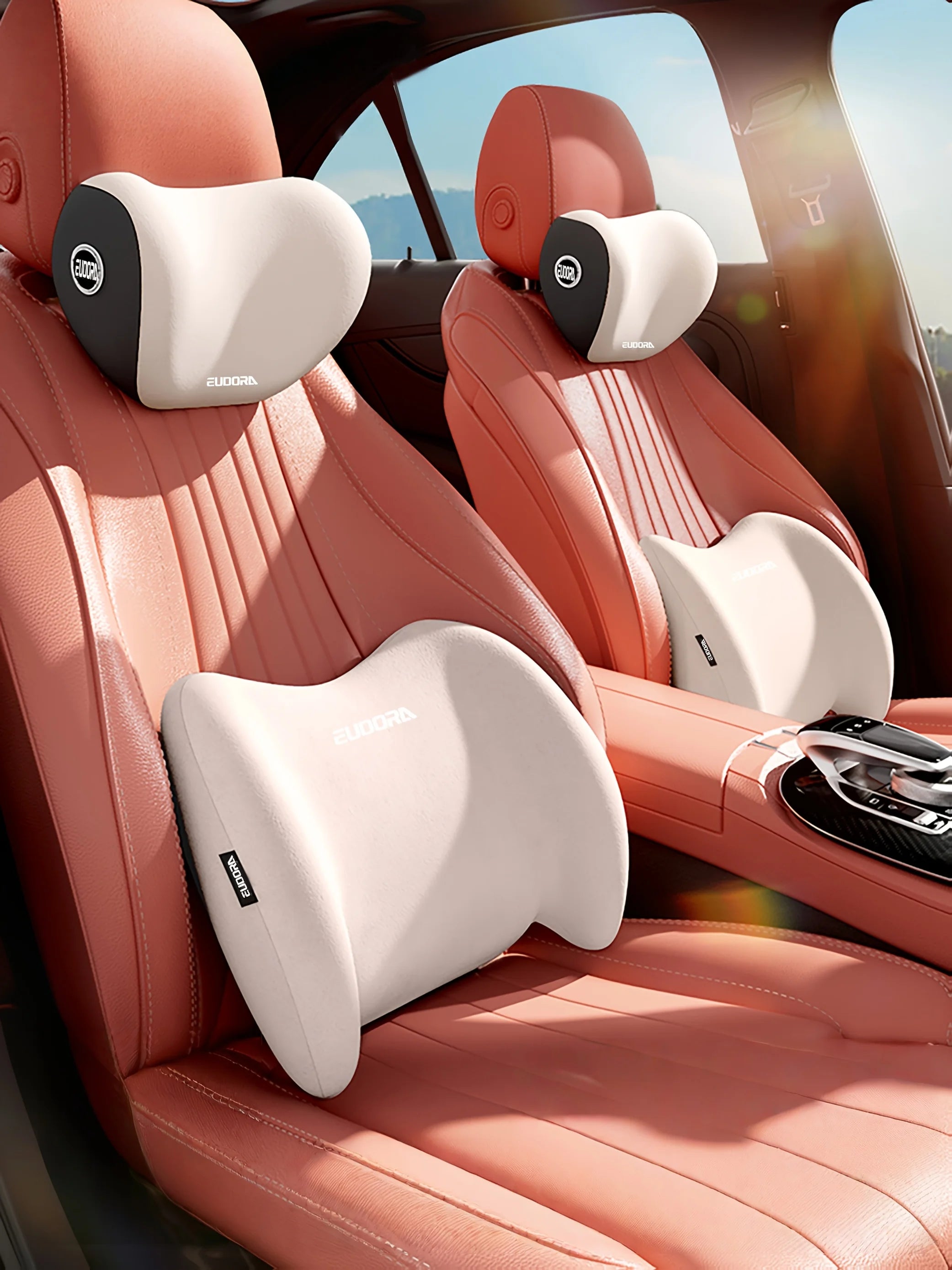 Car Headrest and Lumbar Support Set | Comfort Enhancement for Autumn and Winter | Ergonomic Fit Design | High-Density Foam Fill