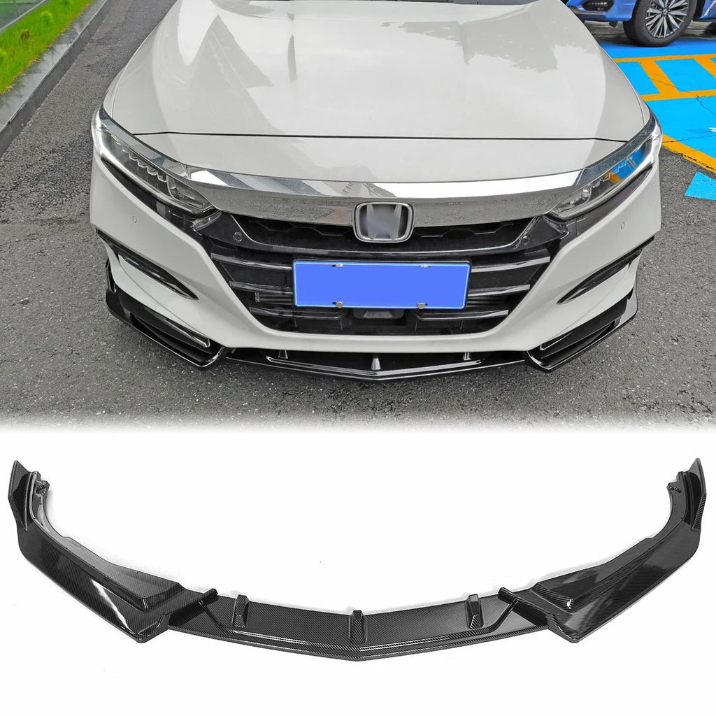 Carbon Fiber Look Black Front Lip Bumper Splitter Spoiler Diffuser Protection For Honda Accord 10th 2018 2019 2020 Car Styling