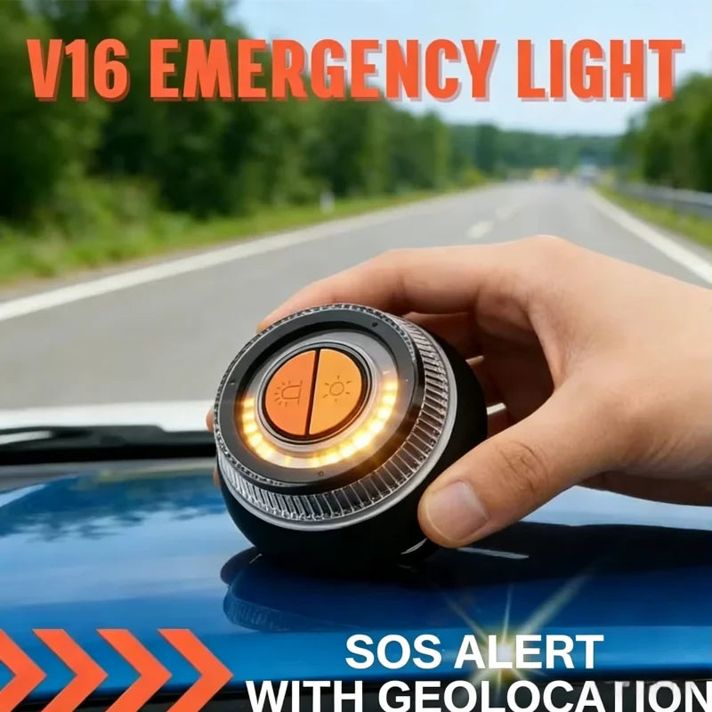 V16 Car Emergency Beacon Light with 3 Light Modes Battery Magnetic Strobe Warning Light Sustainable Lighting Safety Signal Lamp