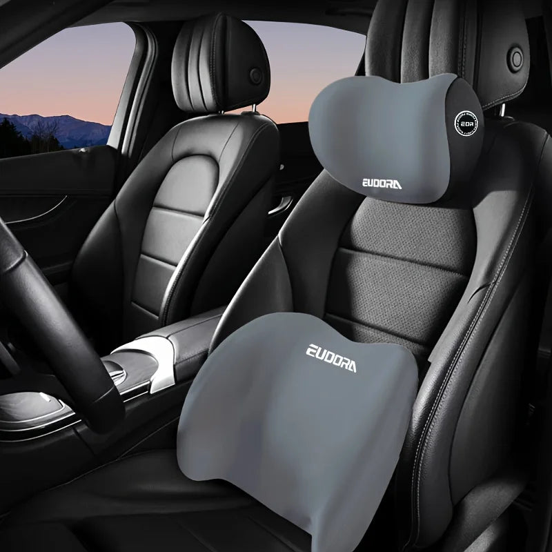 Car Headrest and Lumbar Support Set | Comfort Enhancement for Autumn and Winter | Ergonomic Fit Design | High-Density Foam Fill
