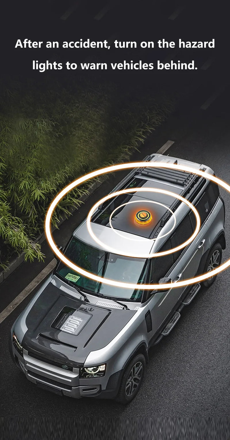V16 Car Emergency Beacon Light with 3 Light Modes Battery Magnetic Strobe Warning Light Sustainable Lighting Safety Signal Lamp
